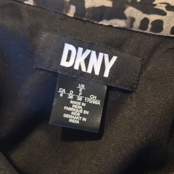 🖤 DKNY Leopard Print Chiffon Fit & Flare Midi Dress Black/Gray Size 6 - Picture 9 of 10